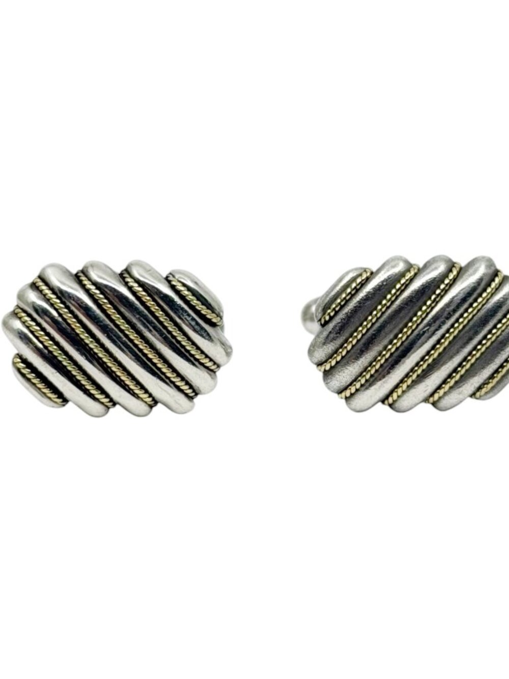 Tiffany & Co sterling silver and 18K yellow gold rope accent cufflinks - GM1265
